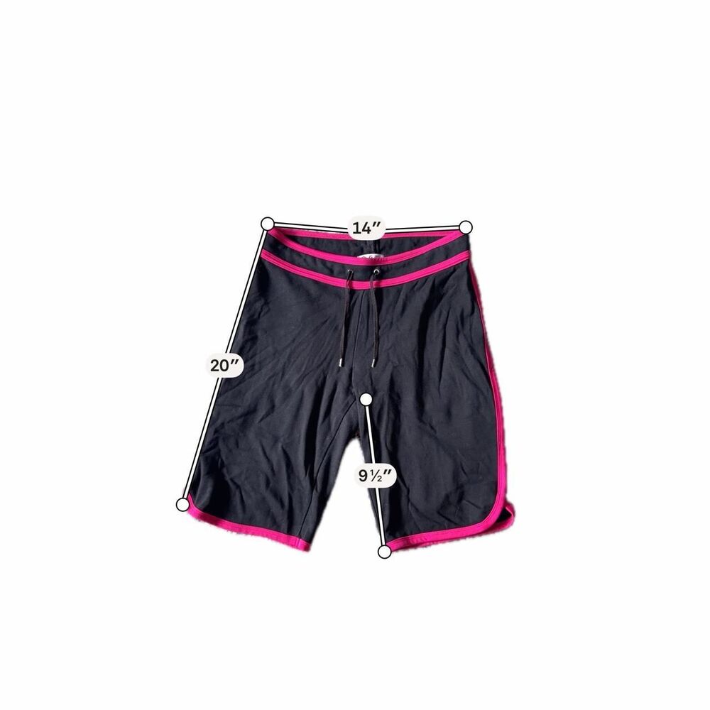 G.W. Sport Y2K Neon Pink Black Athletic Bermuda Shorts Large Yoga Capri - Picture 2 of 6